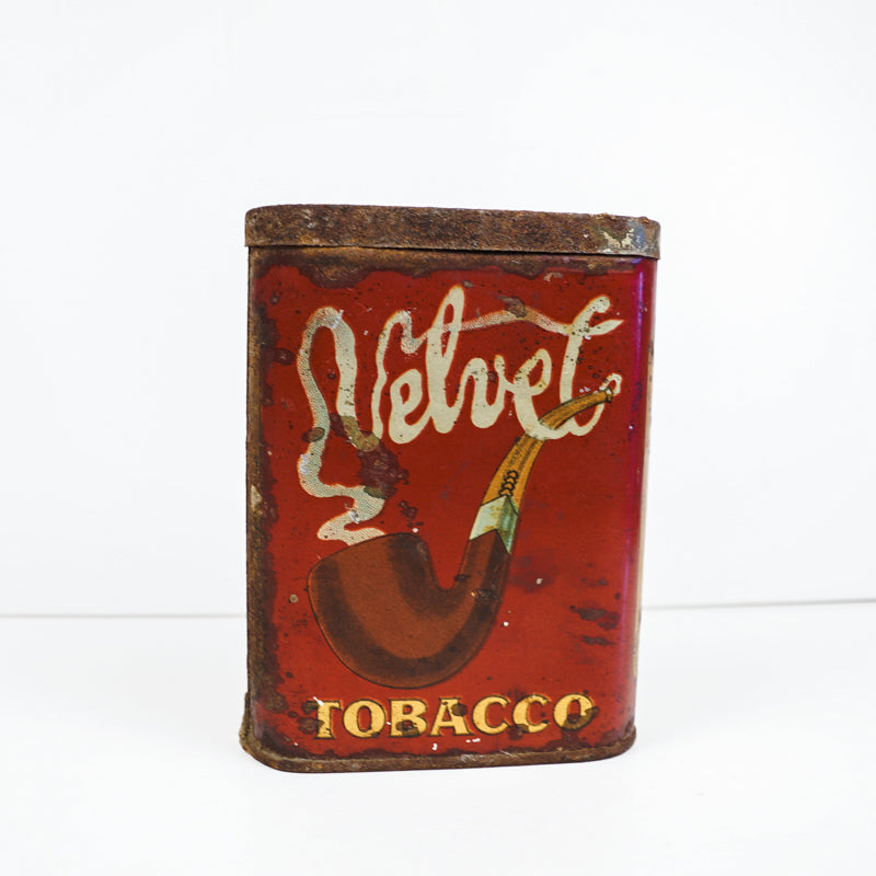 Early Velvet Tobacco Red Tin Vertical Pocket Pipe Tobacco Can Empty