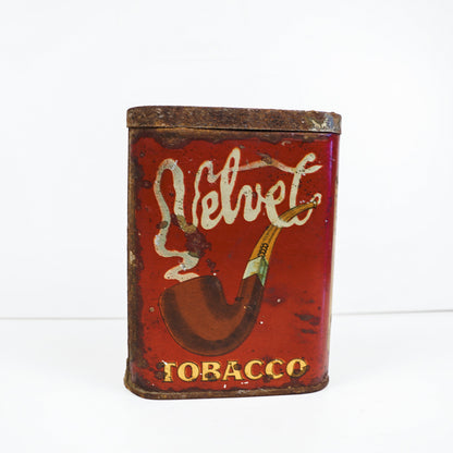 Early Velvet Tobacco Red Tin Vertical Pocket Pipe Tobacco Can Empty
