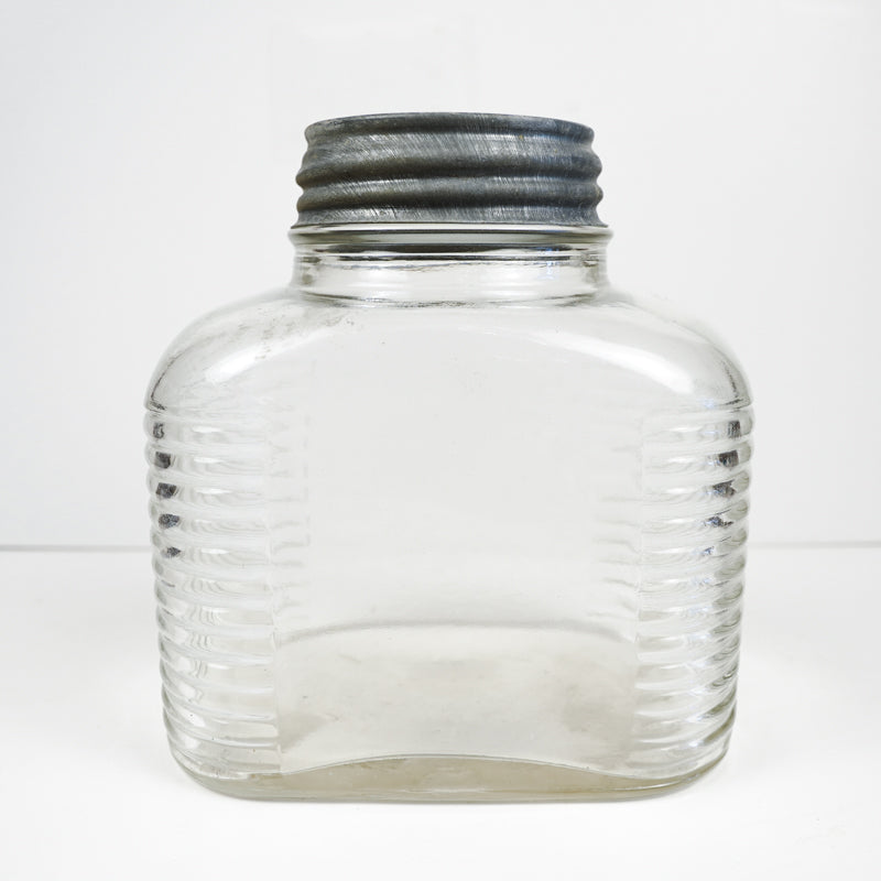 Hazel Atlas 5427 Ribbed Glass Coffee Jar With Ball Zinc Lid