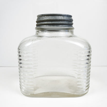 Hazel Atlas 5427 Ribbed Glass Coffee Jar With Ball Zinc Lid