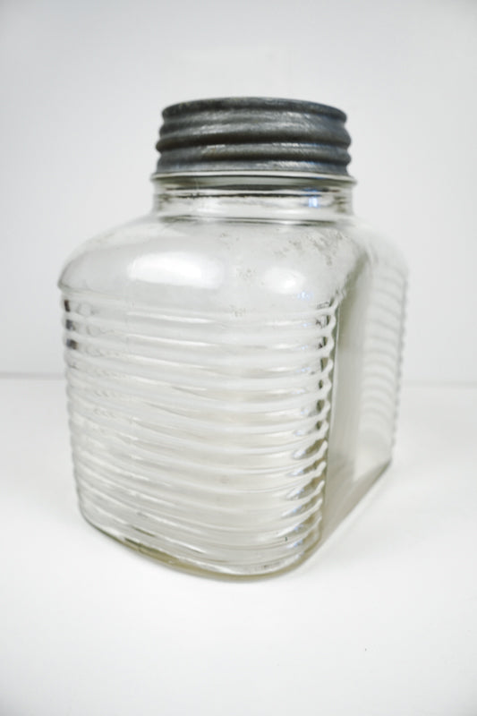 Hazel Atlas 5427 Ribbed Glass Coffee Jar With Ball Zinc Lid