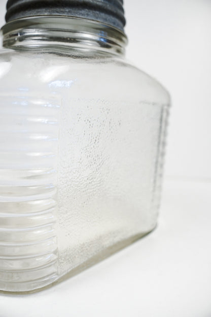 Hazel Atlas 5427 Ribbed Glass Coffee Jar With Ball Zinc Lid