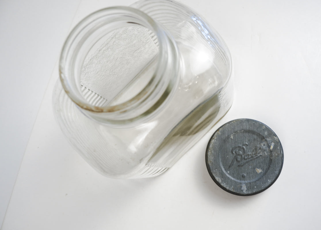 Hazel Atlas 5427 Ribbed Glass Coffee Jar With Ball Zinc Lid