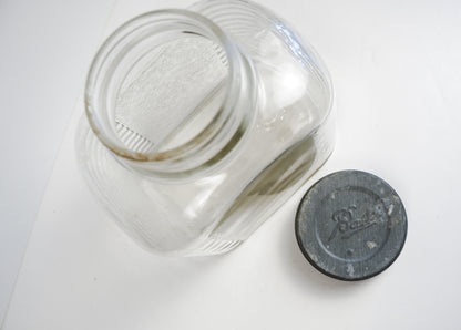 Hazel Atlas 5427 Ribbed Glass Coffee Jar With Ball Zinc Lid