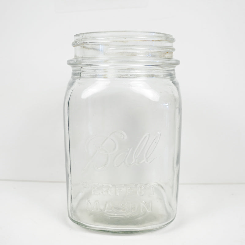 Ball Perfect Mason Clear Glass Embossed Canning Jar No Lid
