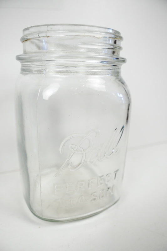 Ball Perfect Mason Clear Glass Embossed Canning Jar No Lid