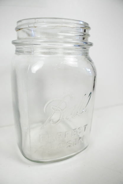 Ball Perfect Mason Clear Glass Embossed Canning Jar No Lid