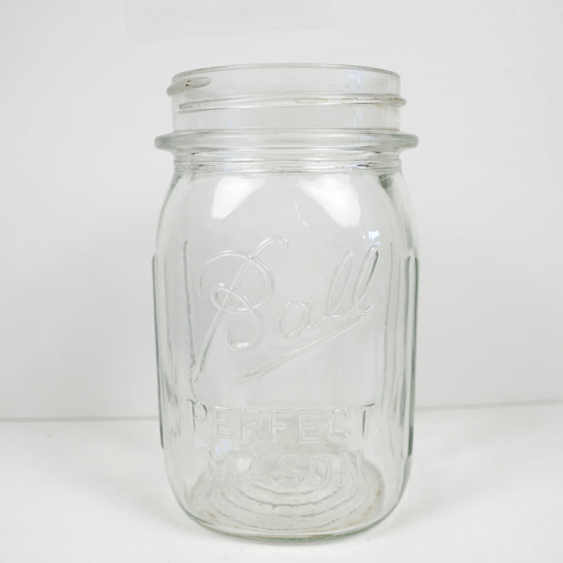 Ball Square Vertical Ribbing Canning Jar Perfect Mason Clear No Lid