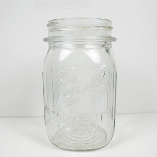 Ball Square Vertical Ribbing Canning Jar Perfect Mason Clear No Lid