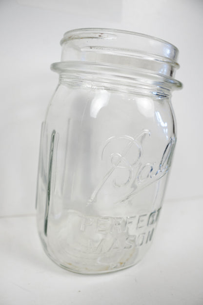 Ball Square Vertical Ribbing Canning Jar Perfect Mason Clear No Lid