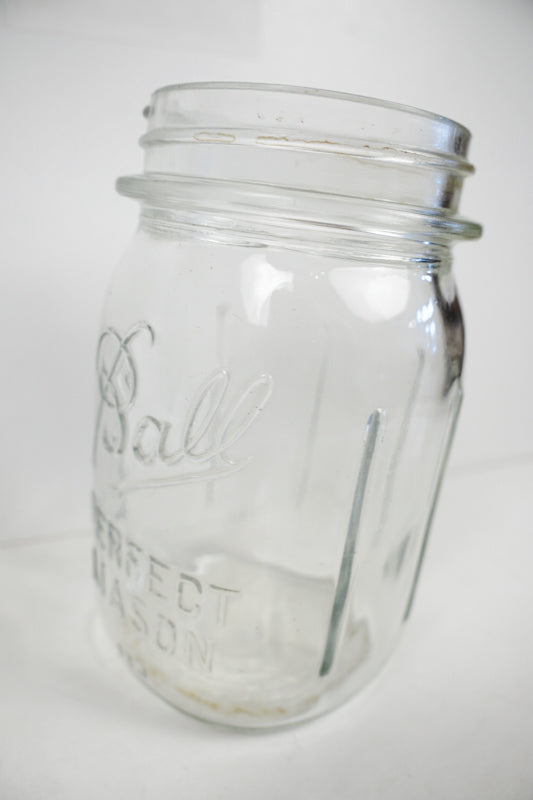Ball Square Vertical Ribbing Canning Jar Perfect Mason Clear No Lid