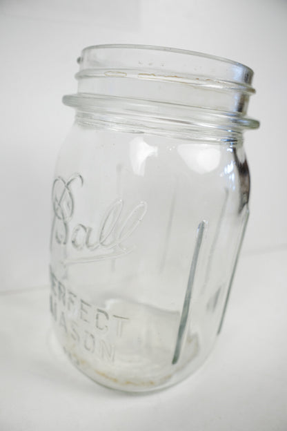 Ball Square Vertical Ribbing Canning Jar Perfect Mason Clear No Lid