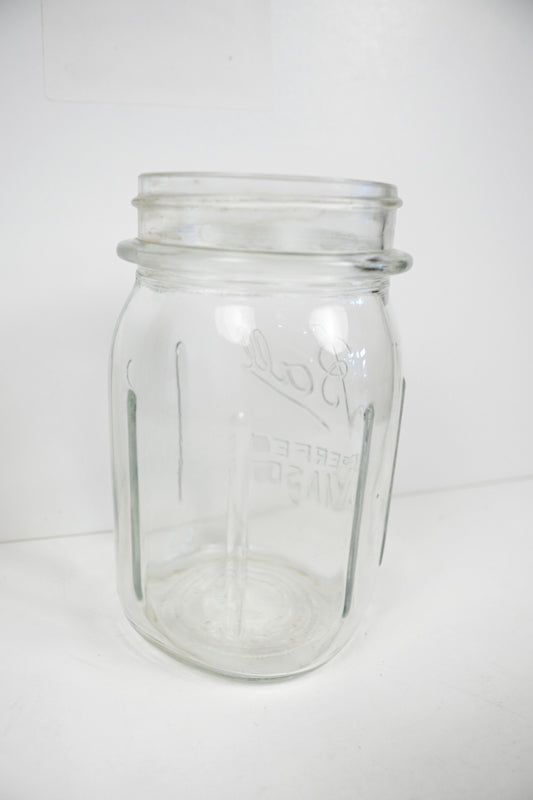Ball Square Vertical Ribbing Canning Jar Perfect Mason Clear No Lid
