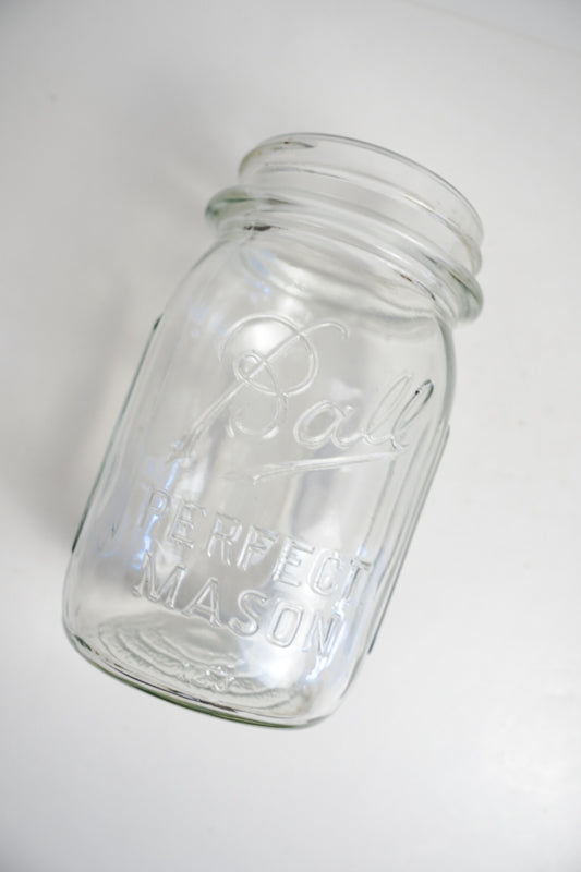 Ball Square Vertical Ribbing Canning Jar Perfect Mason Clear No Lid