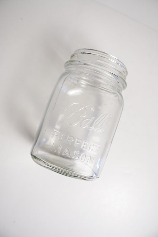 Ball Square Vertical Ribbing Canning Jar Perfect Mason Clear No Lid
