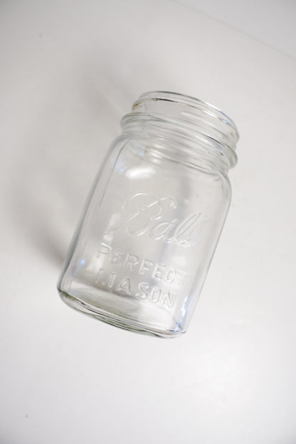 Ball Square Vertical Ribbing Canning Jar Perfect Mason Clear No Lid
