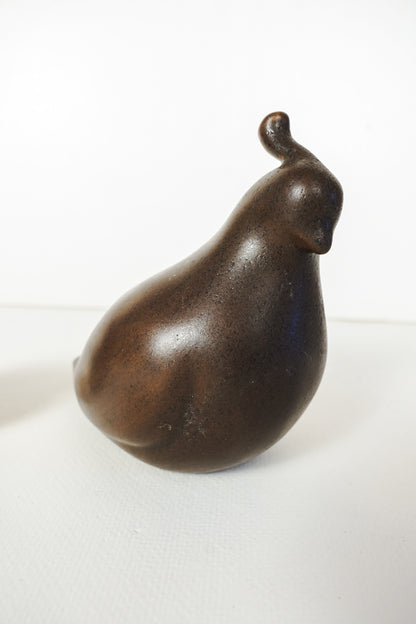 Duncan Modern MCM Set Of 2 Ceramic Mold Brown Quail Figurines Pottery Hen & Chick