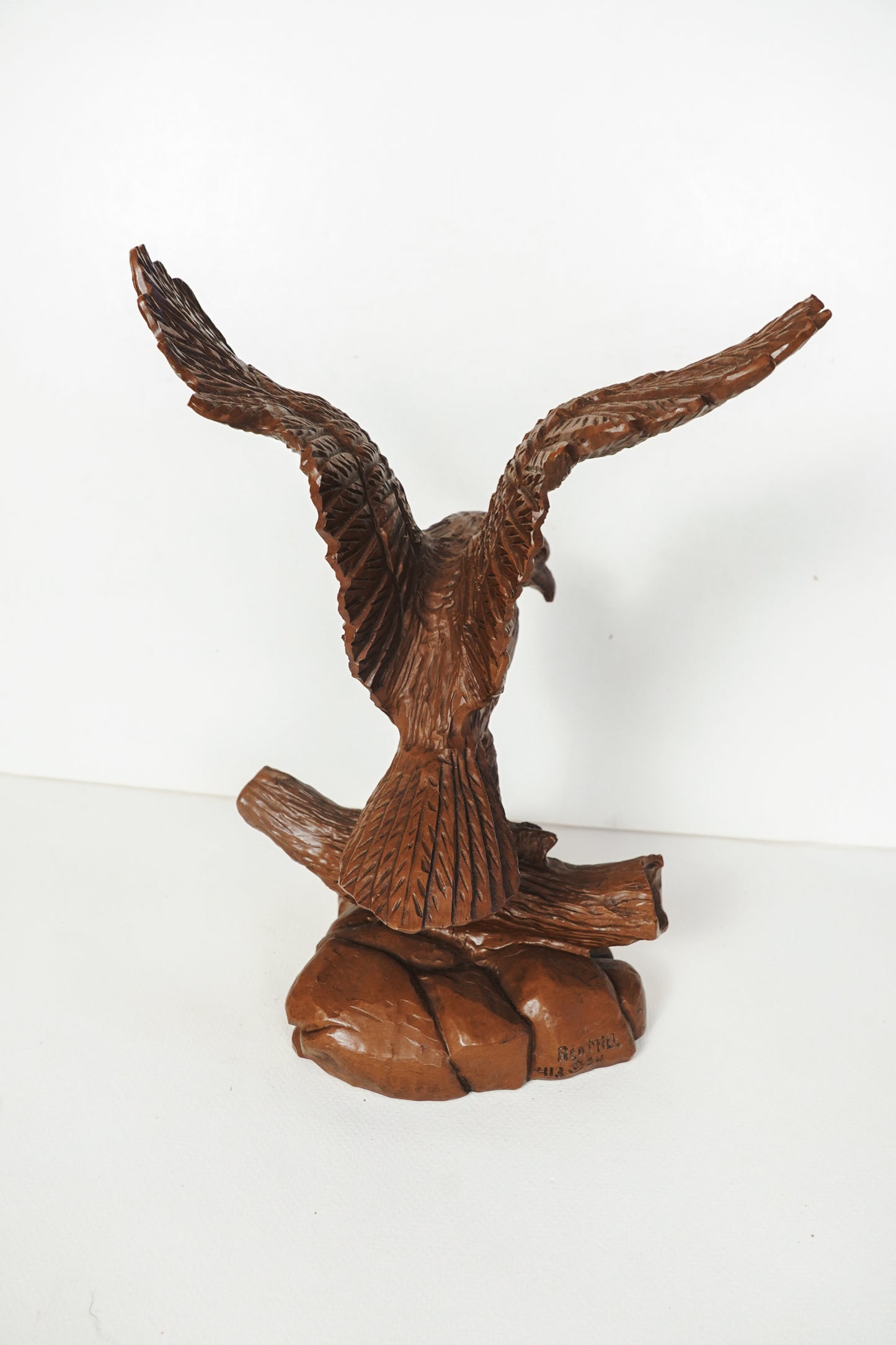 Vintage Red Mill MFG Handcrafted American Eagle Wings Uplifted Brown Figurine