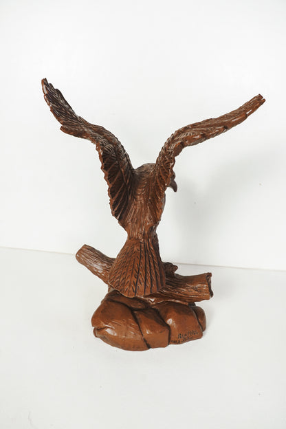 Vintage Red Mill MFG Handcrafted American Eagle Wings Uplifted Brown Figurine
