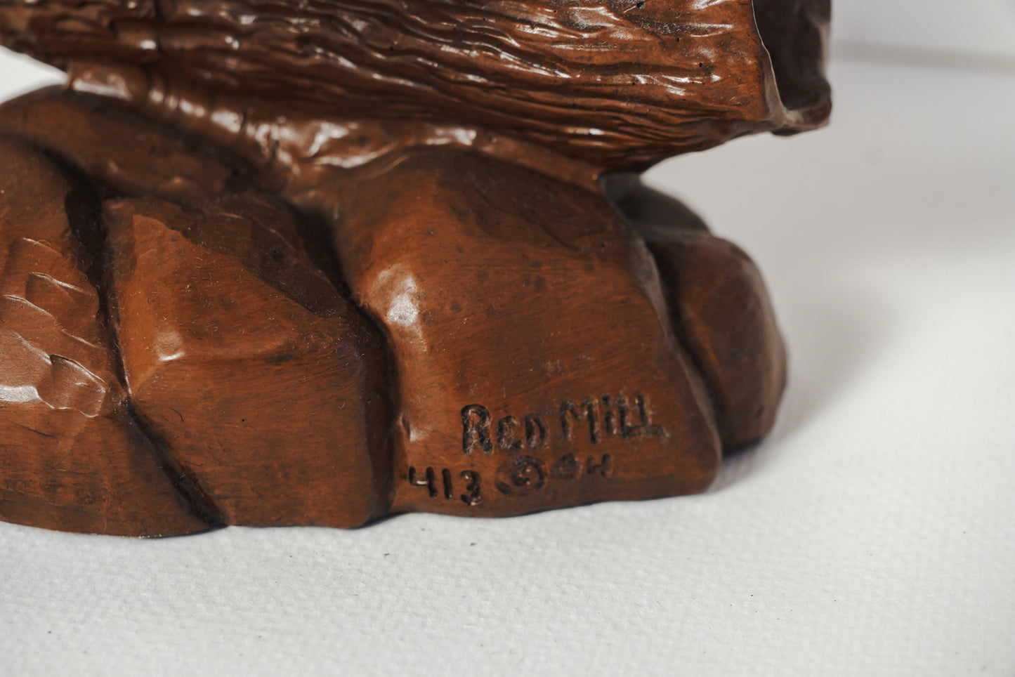 Vintage Red Mill MFG Handcrafted American Eagle Wings Uplifted Brown Figurine
