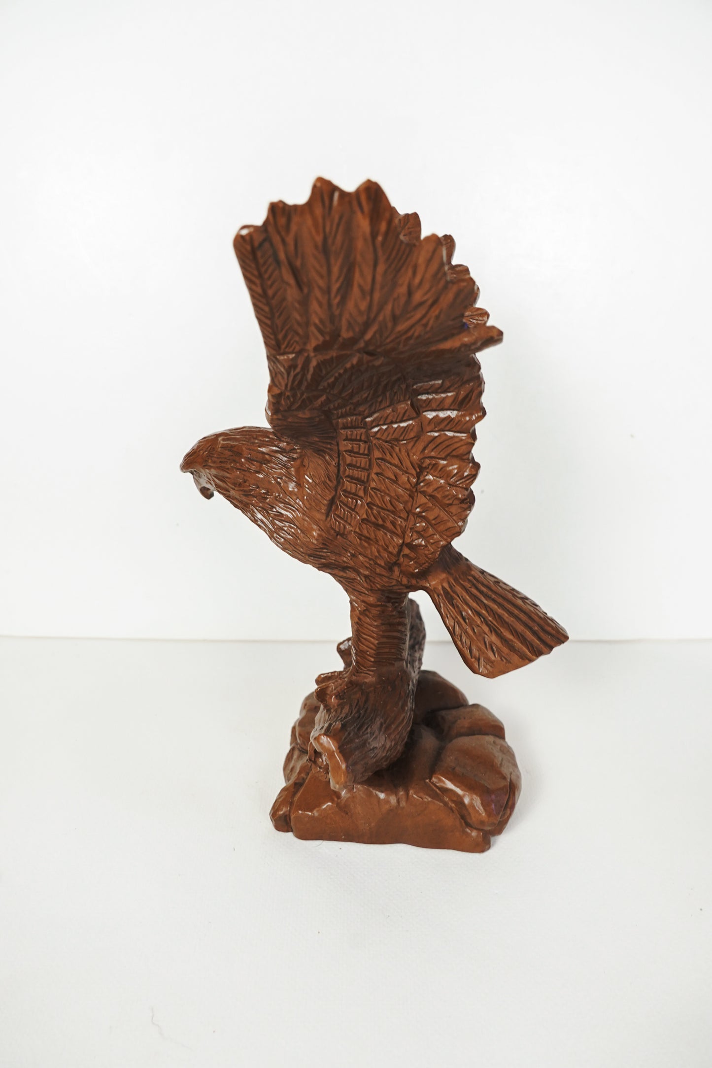 Vintage Red Mill MFG Handcrafted American Eagle Wings Uplifted Brown Figurine