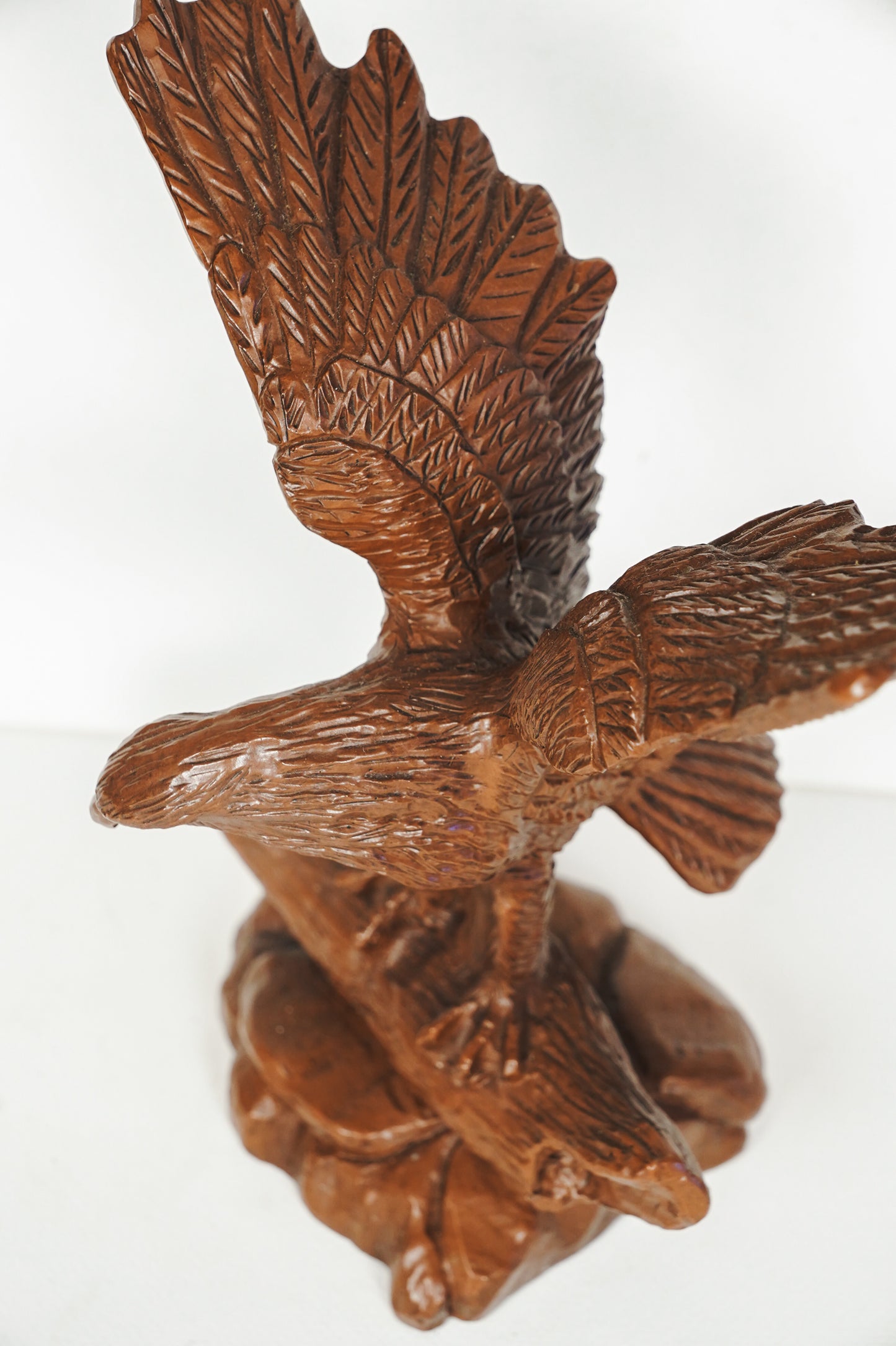 Vintage Red Mill MFG Handcrafted American Eagle Wings Uplifted Brown Figurine
