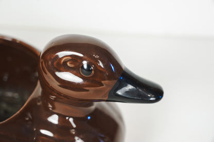 Vintage Giftware Co. Nancy Pew Glossy Brown Ceramic Duck Planter Taiwan