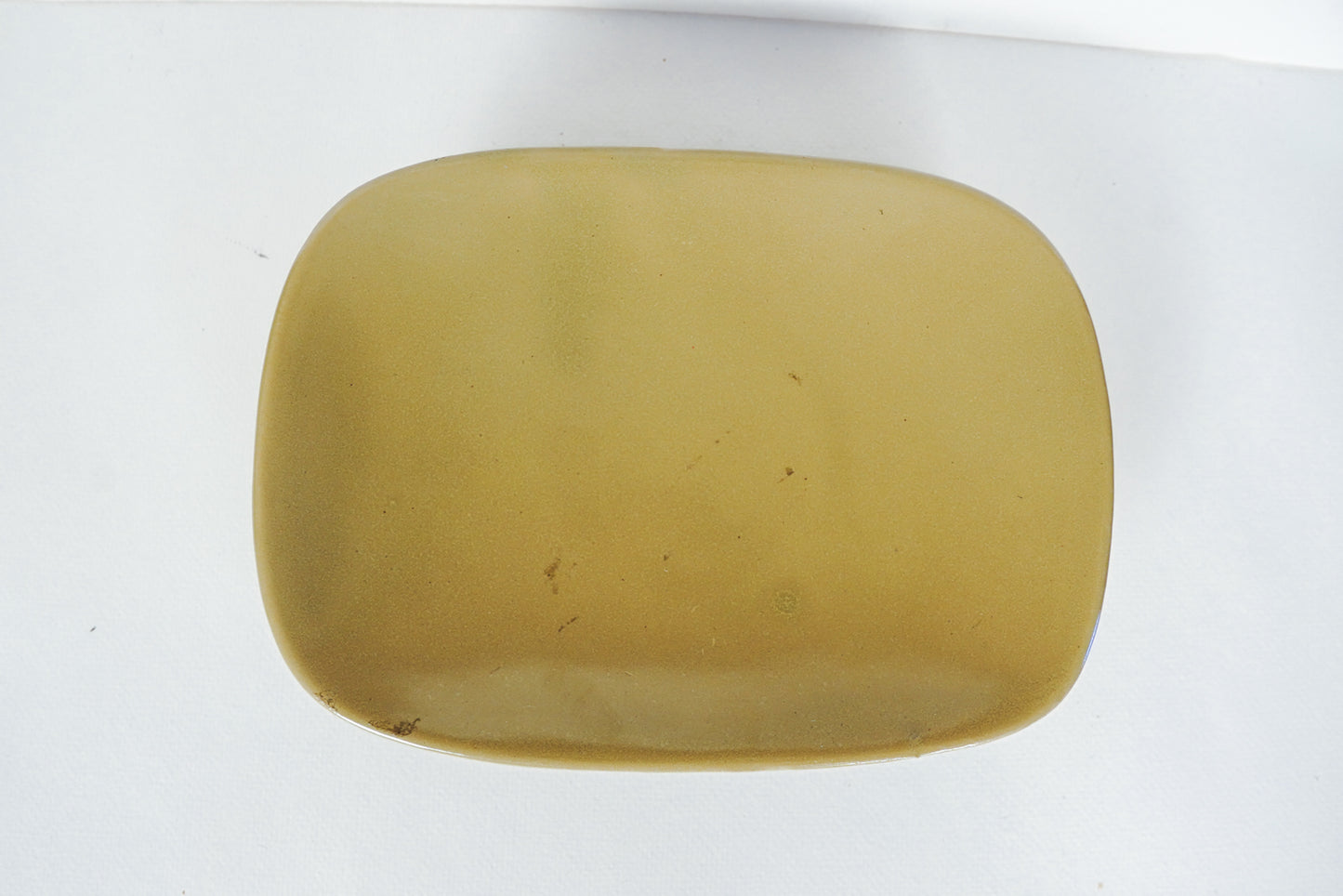 Vintage Hull Pottery Greenish Yellow Pedestal Tray Dish USA F28 6in