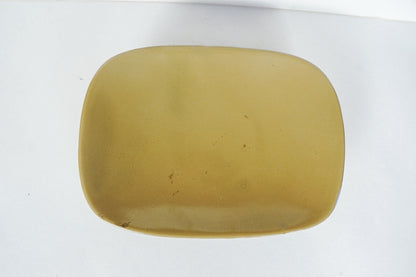 Vintage Hull Pottery Greenish Yellow Pedestal Tray Dish USA F28 6in
