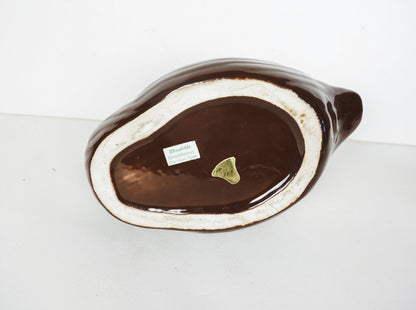 Vintage Giftware Co. Nancy Pew Glossy Brown Ceramic Duck Planter Taiwan