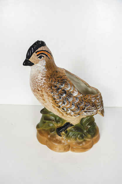 Vintage Ceramic Quail Potter Planter Bird Figurine Plant Succulent Pot Bobwhite