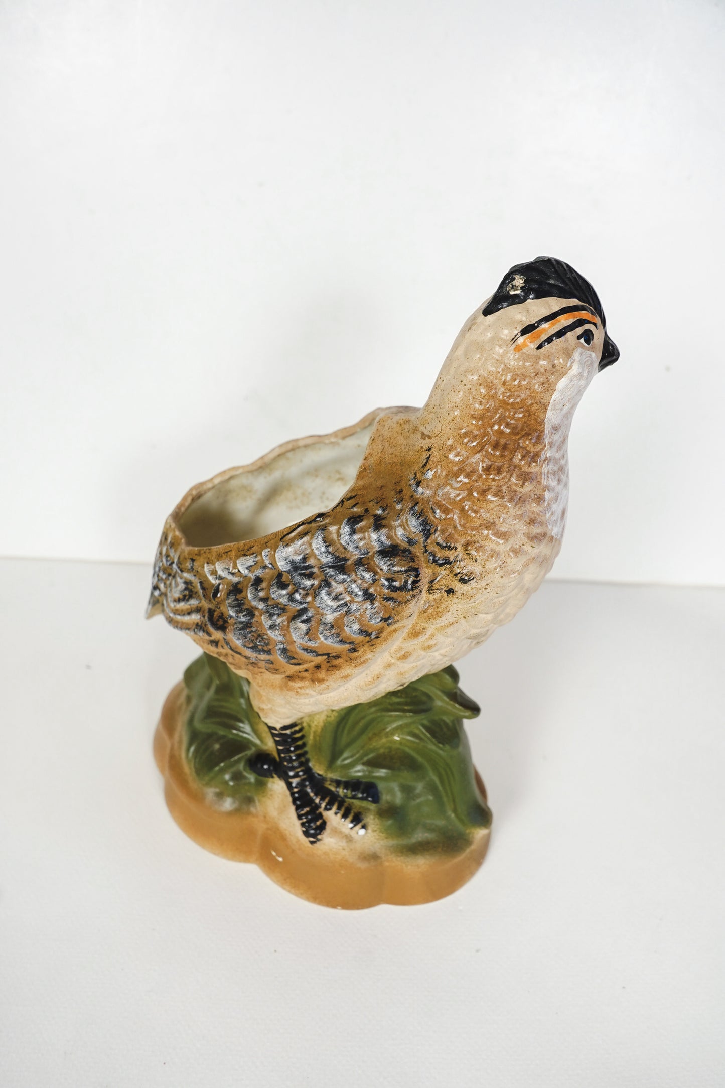 Vintage Ceramic Quail Potter Planter Bird Figurine Plant Succulent Pot Bobwhite