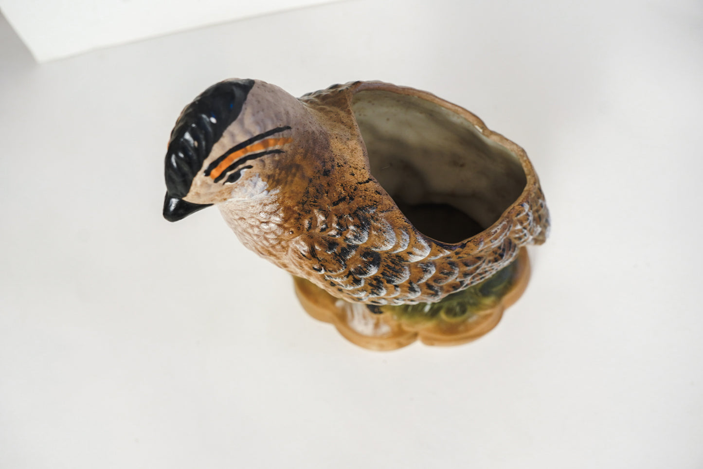 Vintage Ceramic Quail Potter Planter Bird Figurine Plant Succulent Pot Bobwhite