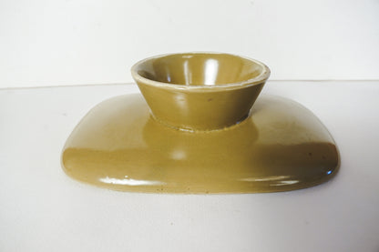 Vintage Hull Pottery Greenish Yellow Pedestal Tray Dish USA F28 6in