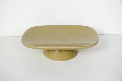 Vintage Hull Pottery Greenish Yellow Pedestal Tray Dish USA F28 6in