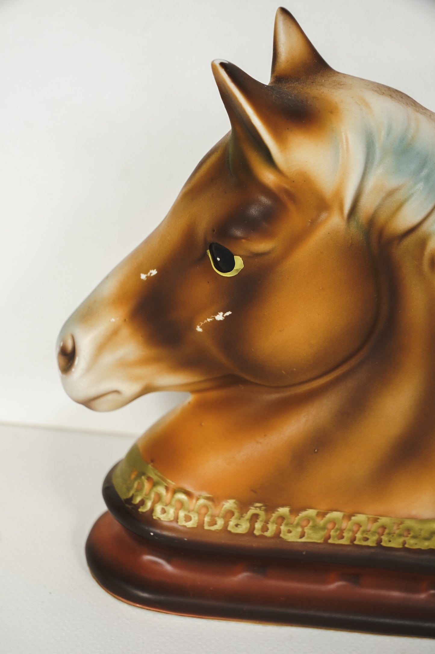 Vintage MCM 1950's Horse Head Bookend Pair Set of 2 Japan Horseshoe 6.5x2.5”