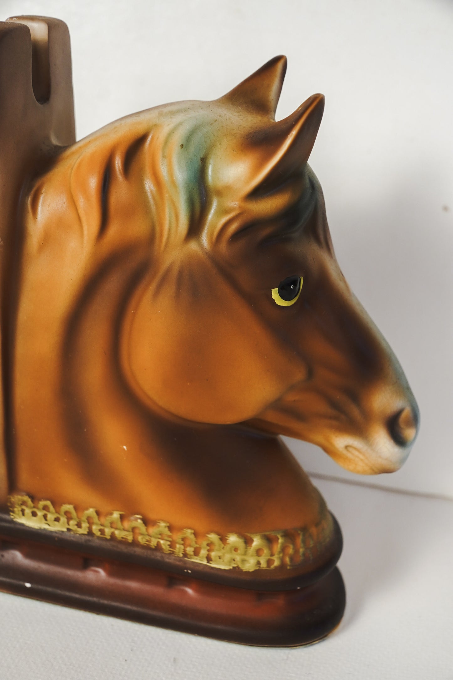 Vintage MCM 1950's Horse Head Bookend Pair Set of 2 Japan Horseshoe 6.5x2.5”