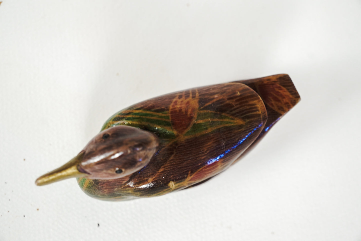 Vintage Hand Painted Carved Wooden Duck Decoy Napkin Ring Holder
