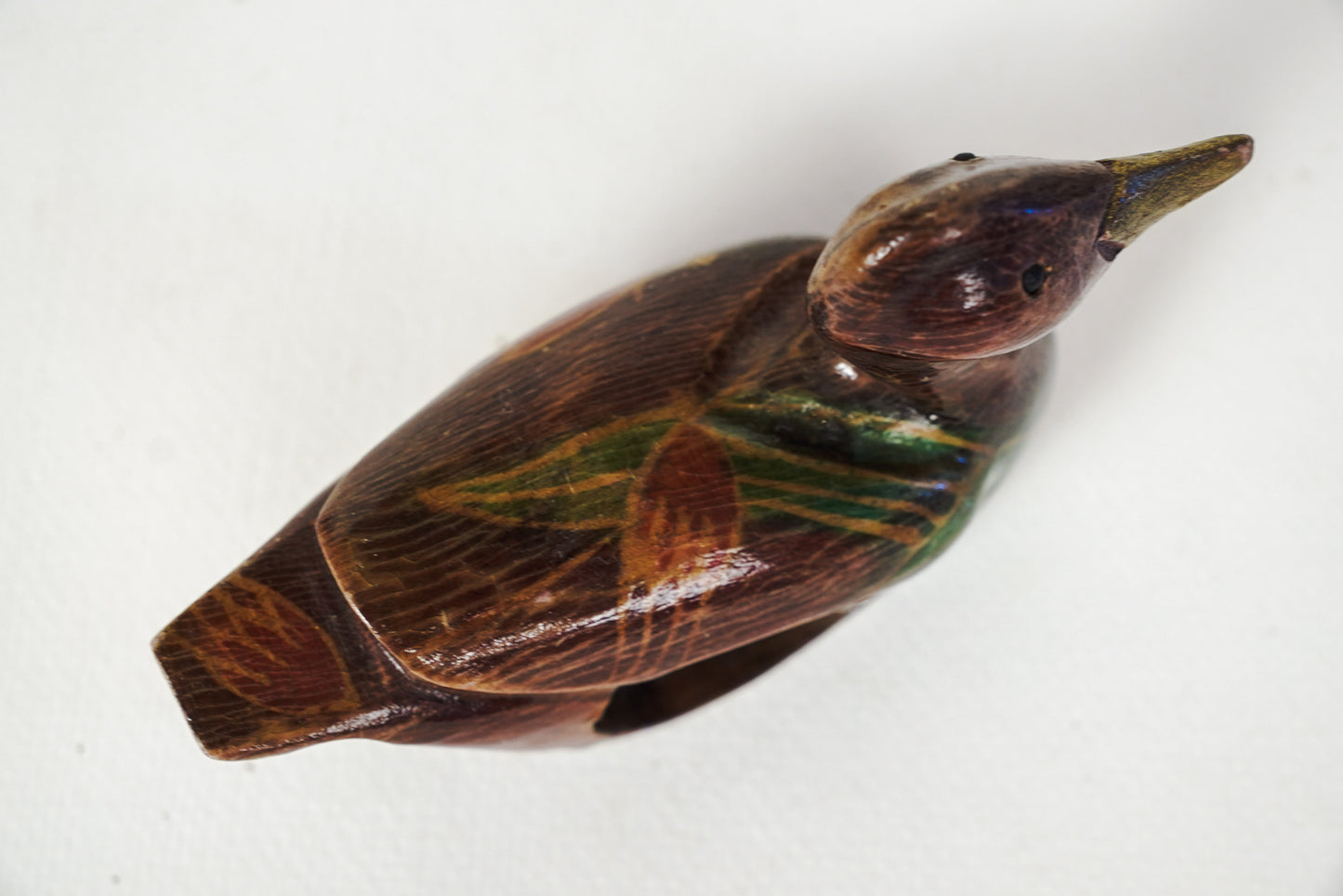 Vintage Hand Painted Carved Wooden Duck Decoy Napkin Ring Holder