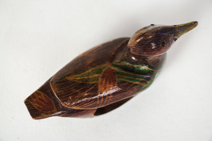 Vintage Hand Painted Carved Wooden Duck Decoy Napkin Ring Holder