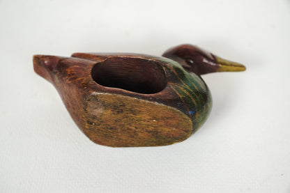 Vintage Hand Painted Carved Wooden Duck Decoy Napkin Ring Holder