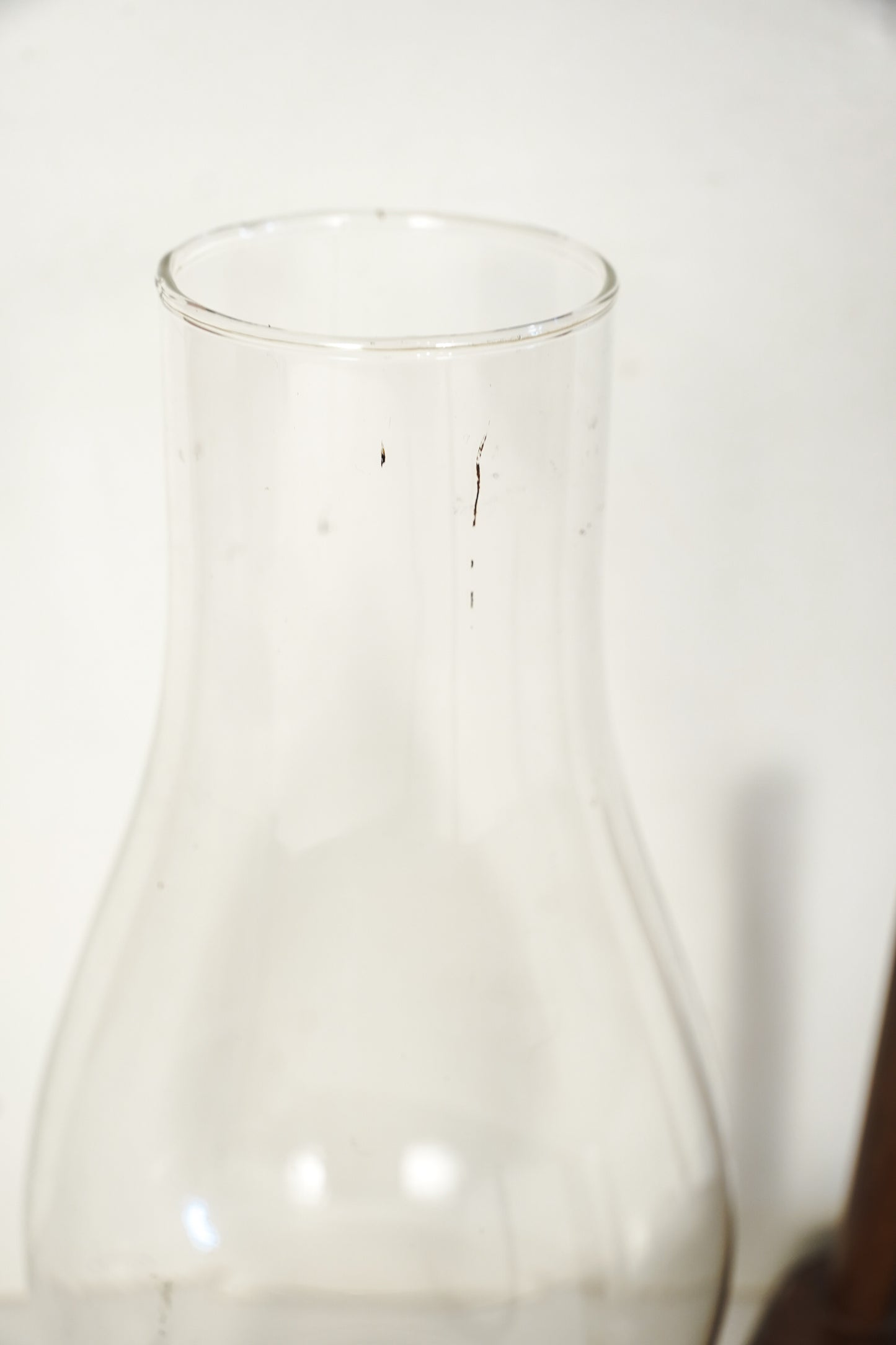 Vintage Glass Hurricane Lamp Wood Taper Candle Holder Wood Octagon Base