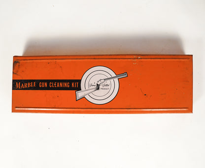 Vintage Marbles Gun Cleaning Kit Orange Tin with Almost All Original Parts EUC
