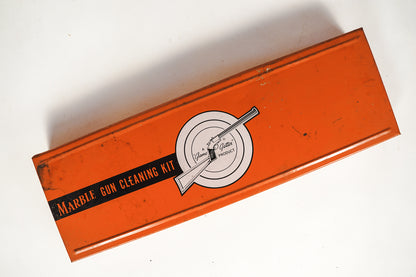 Vintage Marbles Gun Cleaning Kit Orange Tin with Almost All Original Parts EUC