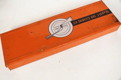 Vintage Marbles Gun Cleaning Kit Orange Tin with Almost All Original Parts EUC