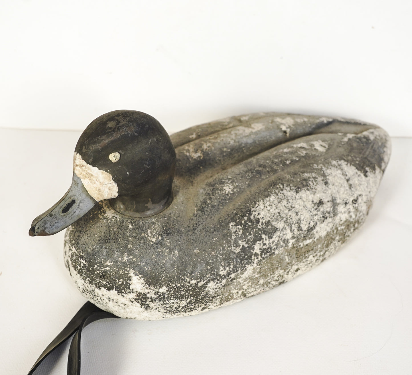 Vintage Blue Bill Duck Decoy Plastic Head Foam Body Rubber Handle Hunting Decoy