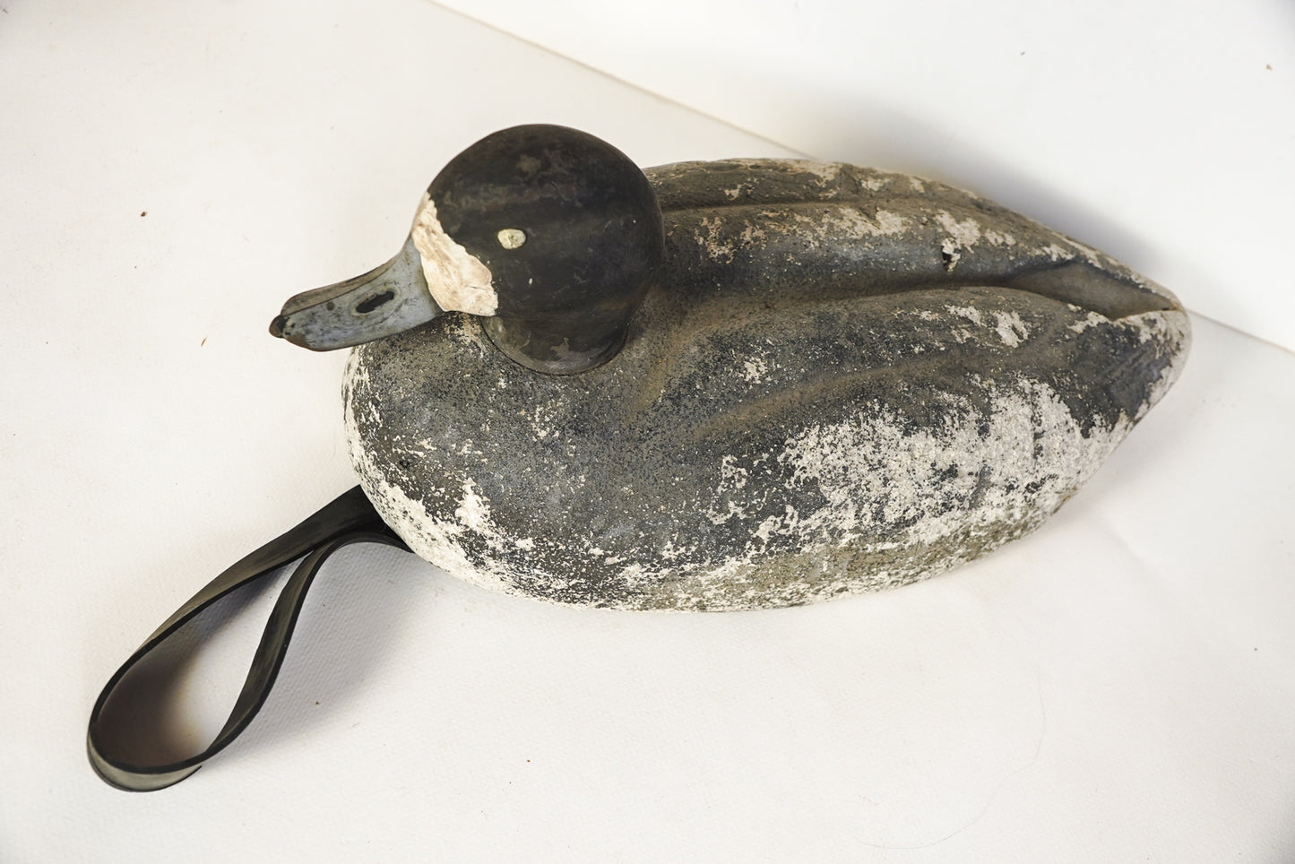 Vintage Blue Bill Duck Decoy Plastic Head Foam Body Rubber Handle Hunting Decoy