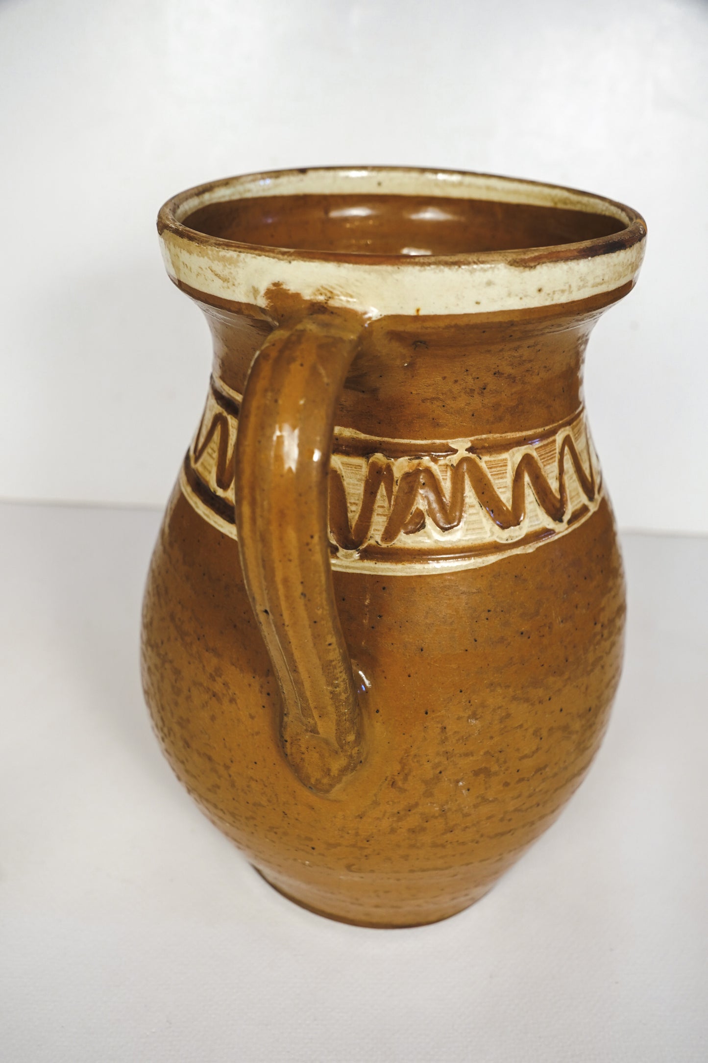 Vintage Hungarian Korond Plum Jam Jar Vase Hand Painted Stoneware Pitcher Folk Art