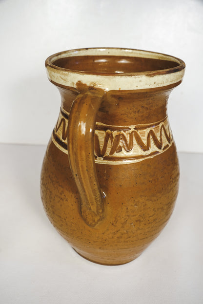 Vintage Hungarian Korond Plum Jam Jar Vase Hand Painted Stoneware Pitcher Folk Art