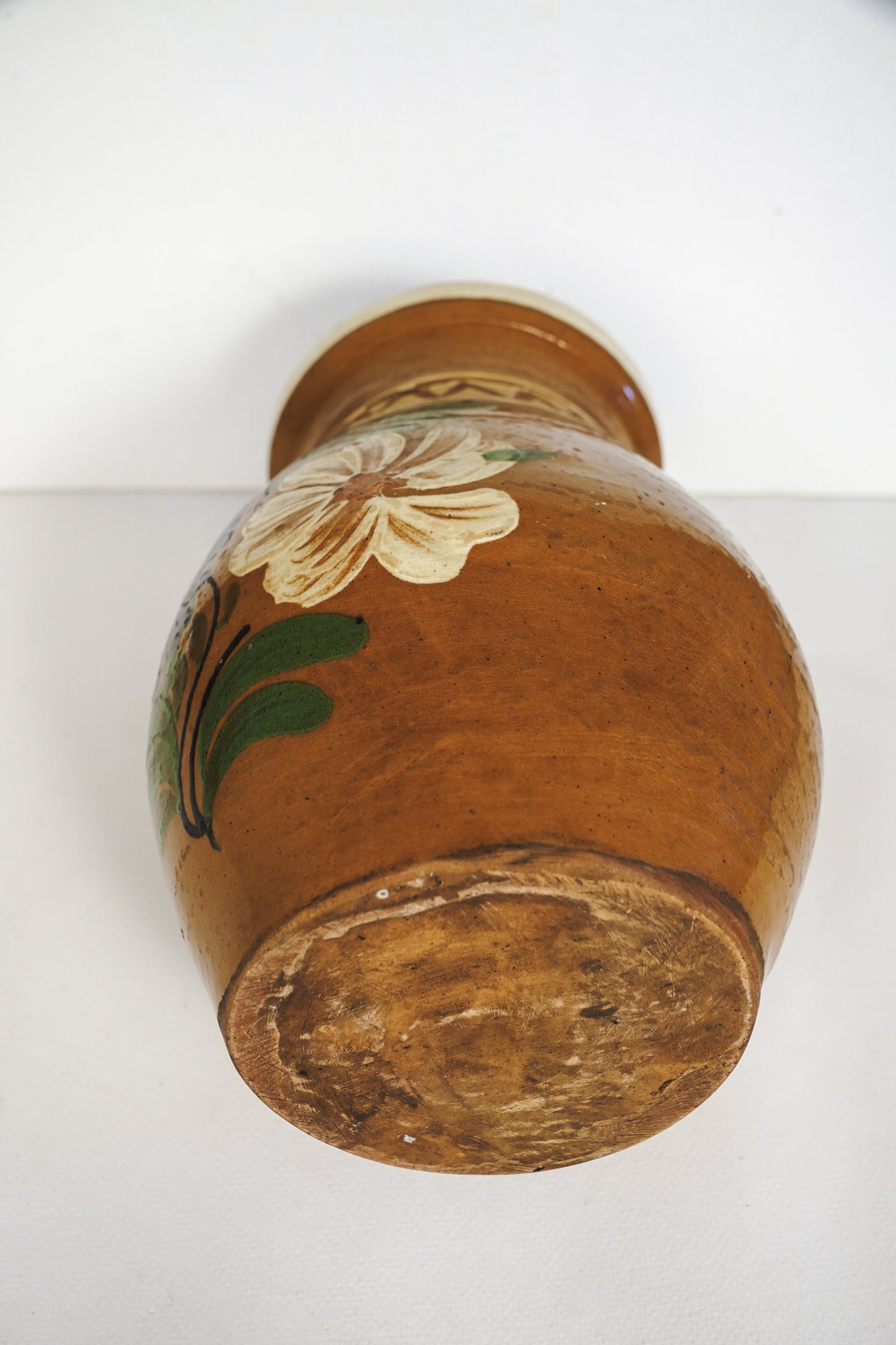 Vintage Hungarian Korond Plum Jam Jar Vase Hand Painted Stoneware Pitcher Folk Art
